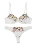 Sajiero Non Padded Bra Set - Rosy Aura - White
