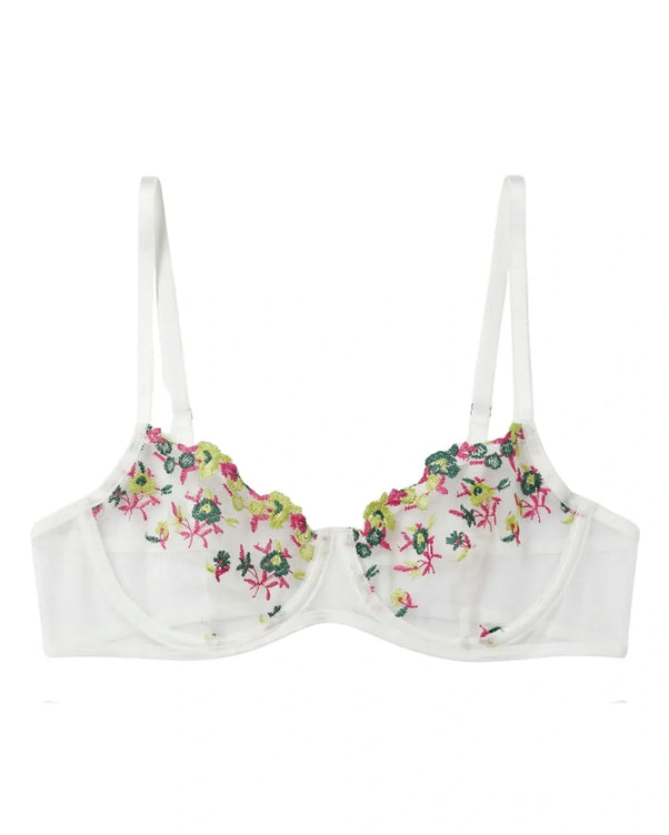 Sajiero Non Padded Bra Set - Rosy Aura - White