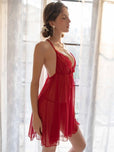 Sajiero Babydoll Lingerie - Amelra - Maroon