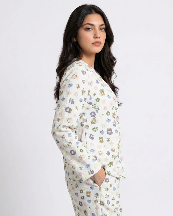 Sajiero Summer Crinkled Pajama Suit - Pastel Bloom