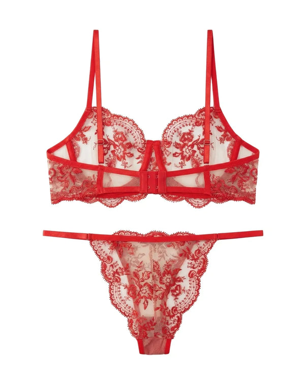 Sajiero Non Padded Bra Set - Florisse - Red
