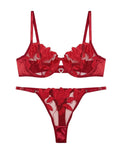 Sajiero Non Padded Bra Set - Roselle Bloom - Maroon