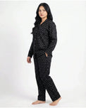 Sajiero Linen Pajama Suit - Black Tulip