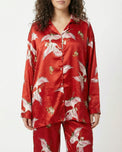 Sajiero Oversized Silk Pajama Suit - Flamingo - Red