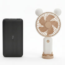 Mini Handheld Fan + Mi 10000mAh Power Bank Combo Deal | Portable Rechargeable Fan & Fast Charging Power Bank