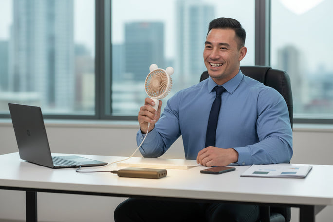 Mini Handheld Fan + Mi 10000mAh Power Bank Combo Deal | Portable Rechargeable Fan & Fast Charging Power Bank