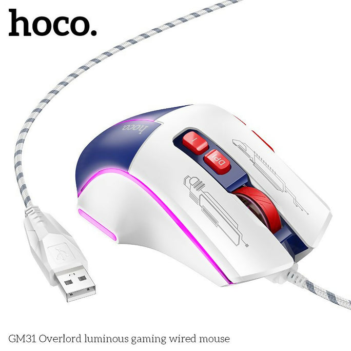 HOCO GM31 Overlord RGB Wired Gaming Mouse 3600 DPI 7 Buttons
