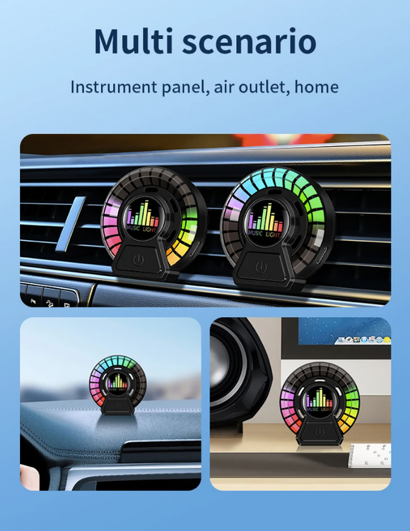Car AC Vent Air Freshener Aromatherapy RGB Sound Rhythm LED Rechargeable Light Aroma Therapy For Desktop Gaming and Car Dashboard Accessories