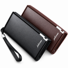 BALLEARY Men Long Wallet Leather Clutch Wallet with Wrist Strap