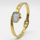 Gold Plated Bangle Bracelet with Teardrop Watch Dial for Women - Elegant Fashion Wristwatch & Jewellery