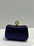 Silk Textured Hard Case Evening Clutch Bag for Women - Elegant Pearl Top Lock Party & Bridal Purse