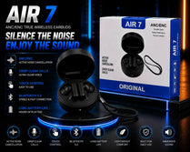 AIR 7 True Wireless Earbuds with ANC/ENC Active Noise Cancellation, Bluetooth 5.3 Headphones, Crisp Clear Calls, Touch Control, Long Battery Life, Waterproof Immersive Sound Earphones White , Black , Red , Orange