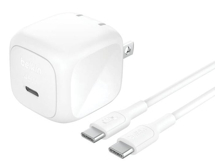 Belkin Compact 45W PD Wall Charger With USB-C To USB-C Cable 2 Pin