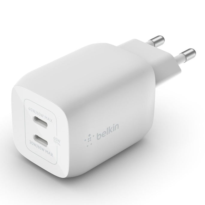 Belkin Boost Charger Pro GaN Dual USB-C Port With  PD/PPS 65W Charger 2 Pin