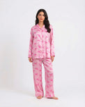 Sajiero Silk PJ Set- Blush Coquette