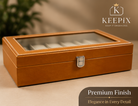 12 Slots Premium Watch Storage Box with Glass Lid | Luxury PU Leather Watch Organizer | Perfect for Watches Collection & Gift