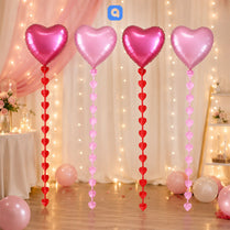 Heart Foil Balloon Hanging Decoration Set – Pink & Red
