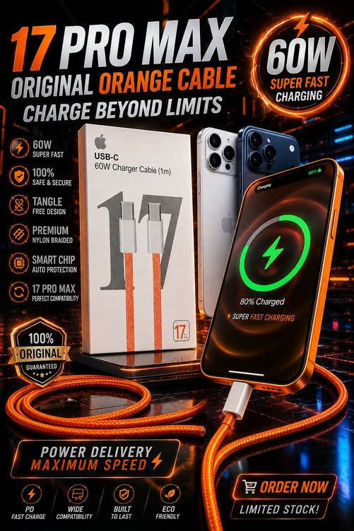 60W USB-C to USB-C Fast Charging Cable 17 Pro Max