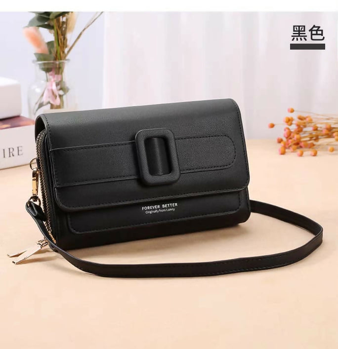 Double Zipper Women's Wallet Crossbody Bag - Stylish Mobile Pouch & Card Holder Purse