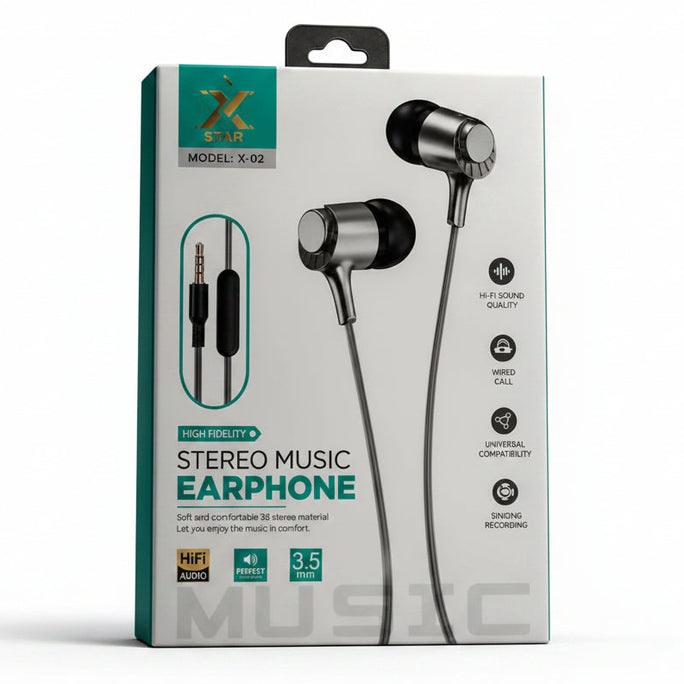 STAR X-02 Universal 3.5mm In-Ear Wired Earphones with Microphone