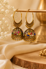 Meenakari Hoop Jhumka
