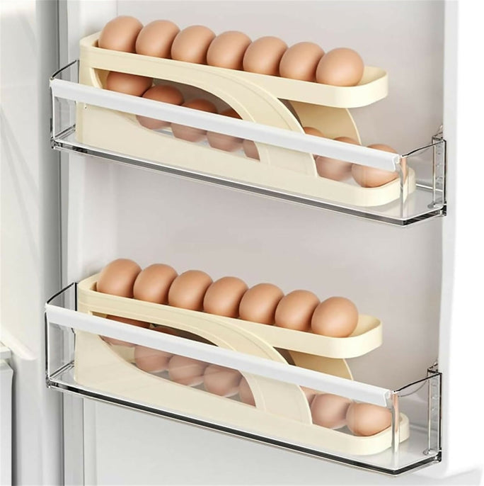 2 Tier Egg Organizer Automatic Scrolling Egg Rack Double Layer Egg Storage Tray