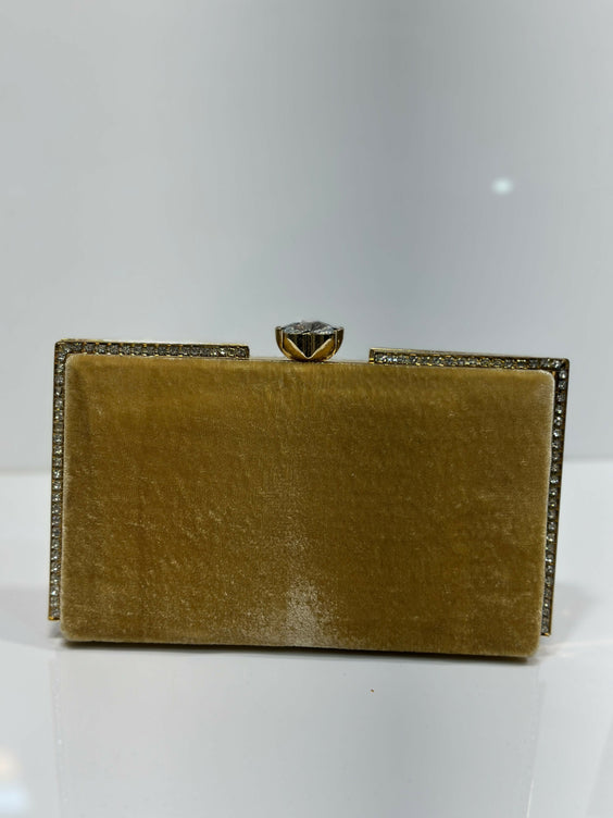 Rhinestone Trimmed Velvet Formal Clutch Bag for Women - Elegant Luxury Evening & Party Purse