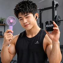 Mini Handheld Fan + Buds Pro 3 Wireless Earbuds Bundle | Portable Rechargeable Fan & Bluetooth Earbuds Combo