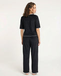 Sajiero Textured Velvet PJ Set - Classic Lounge - Black
