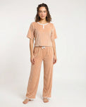 Sajiero Textured Velvet PJ Set - Classic Lounge - Orange