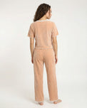 Sajiero Textured Velvet PJ Set - Classic Lounge - Orange
