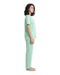 Sajiero Cotton PJ Set - Heart Bliss - Green