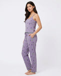 Sajiero Cotton Sleeveless PJ Set - Cherry Bliss - Purple