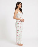 Sajiero Cotton Sleeveless PJ Set - Cherry Bliss - White