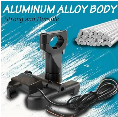 Metal Bike Mobile Holder with USB Charger | Heavy Duty Motorcycle Phone Holder | Universal Handle Bar Mount All Phones Mobile Holder Adjustable Mobile Holder Riding Mobile Holder Long Ride Mobile Holder