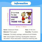 15-Piece Educational Classroom Rules Learning Cards