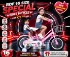 BDF 16 Size Girls Bicycle – Dark Pink | Girls Special Model | For 4–8 Years | With Steel Basket