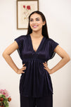 Sajiero Silk PJ Set - Avena - Dark Blue