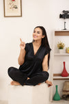 Sajiero Silk PJ Set - Avena - Black