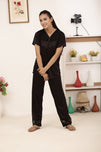 Sajiero Silk PJ Set - Miren - Dark Grey