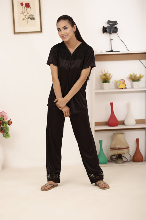 Sajiero Silk PJ Set - Miren - Dark Grey