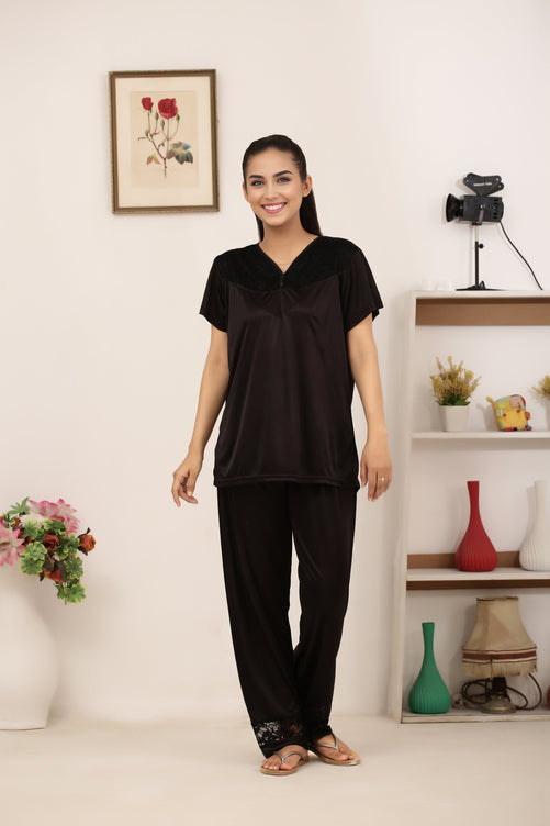 Sajiero Silk PJ Set - Miren - Dark Grey