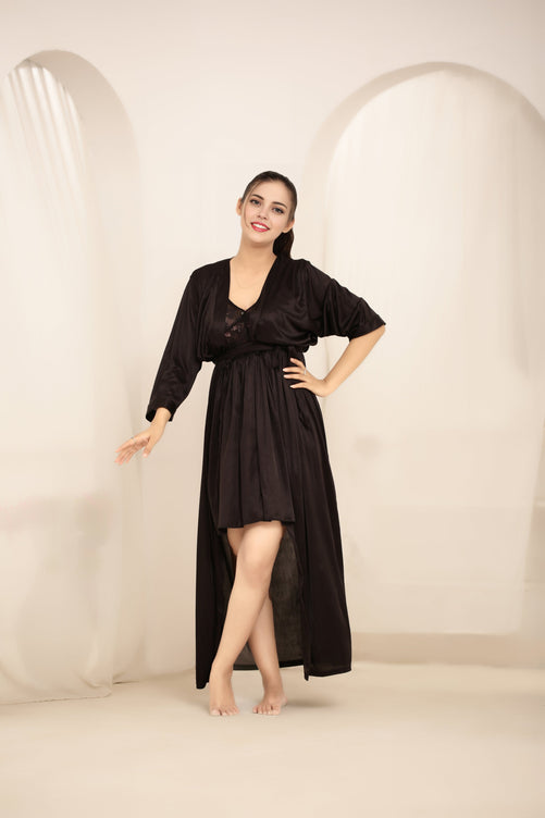 Sajiero Gown Set - Nerra Silk - Dark Grey