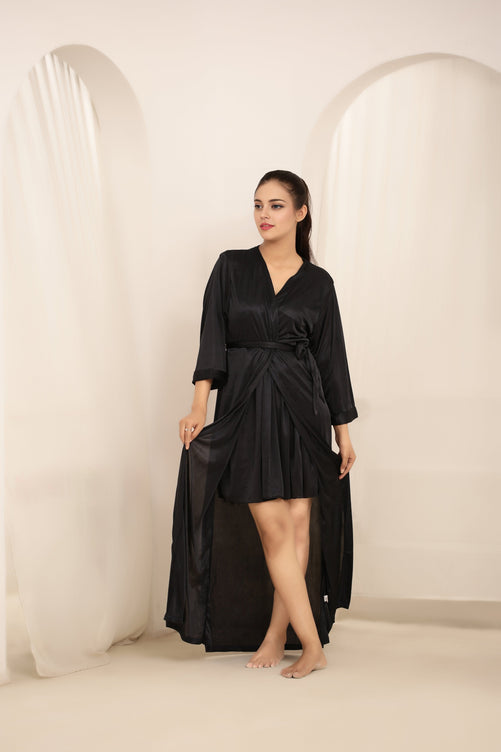 Sajiero Gown Set - Nerra Silk - Black