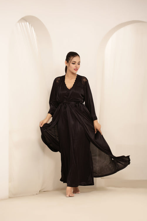 Sajiero Gown Set - Orina Silk - Dark Grey