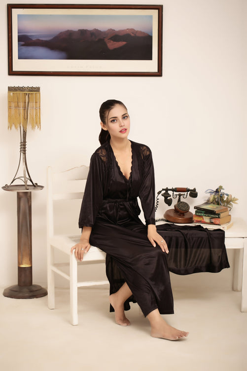 Sajiero Gown Set - Orina Silk - Dark Grey