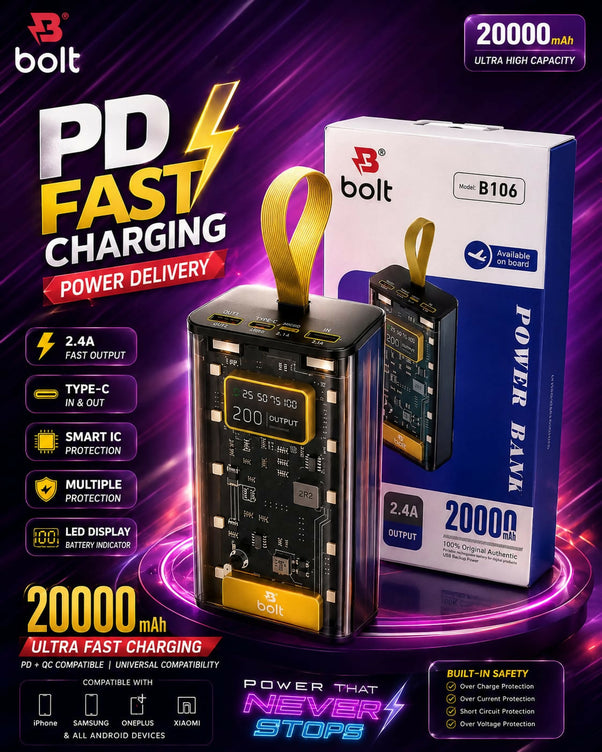 Bolt B106 20000mAh Transparent Power Bank