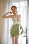 Sajiero Babydoll Lingerie  -  Lace Trim Slip