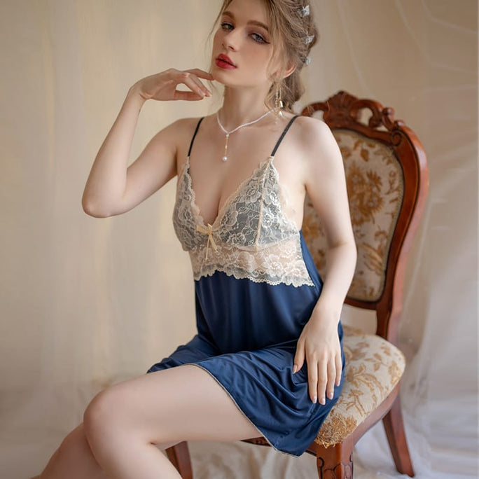 Sajiero Babydoll Lingerie  -  Lace Trim Slip