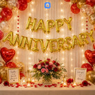 Happy Anniversary Gold Foil Letter Balloon Banner Set – Party Decoration
